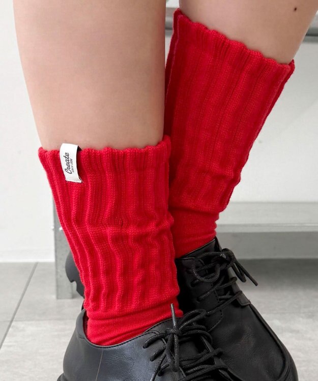 WEGO タグデザインボリュームリブソックス レッド