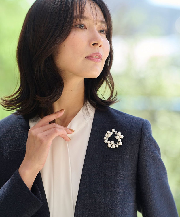 ライトツイード Vネックノーカラージャケット / ANY