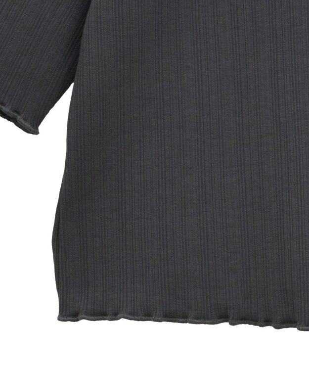 earth music&ecology フリルカットリブカーディガン Charcoal Gray