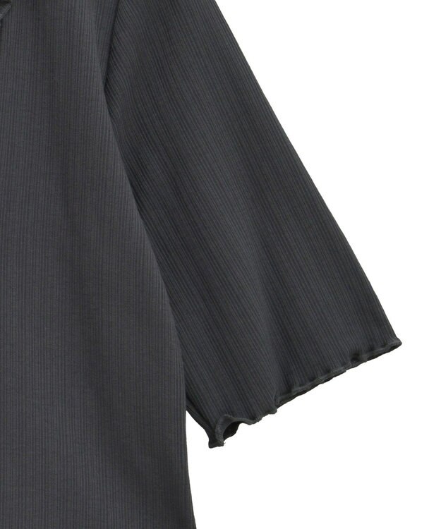 earth music&ecology フリルカットリブカーディガン Charcoal Gray