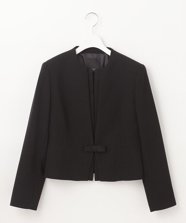 自由区 FORMAL 【前開きワンピース】ドビーボーダーリボン ジャケット+ワンピース ブラック系