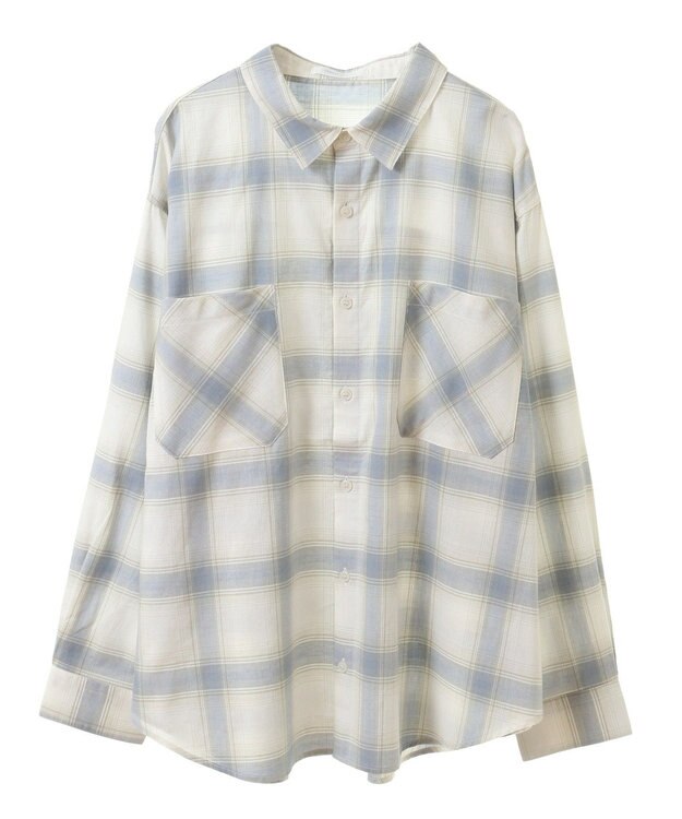 Green Parks アソートレギュラーカラーシャツ Check saxe