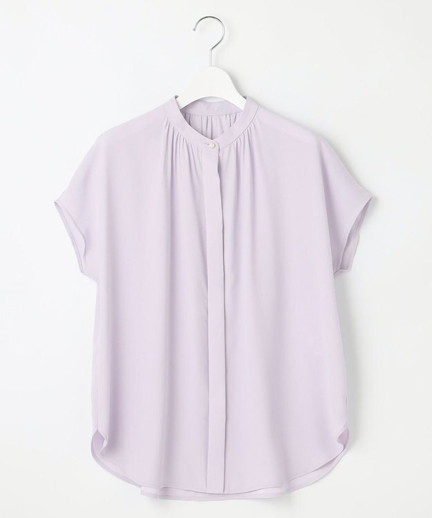 23区 【洗える】バックサテンアムンゼン パール釦 ブラウス ライラック系