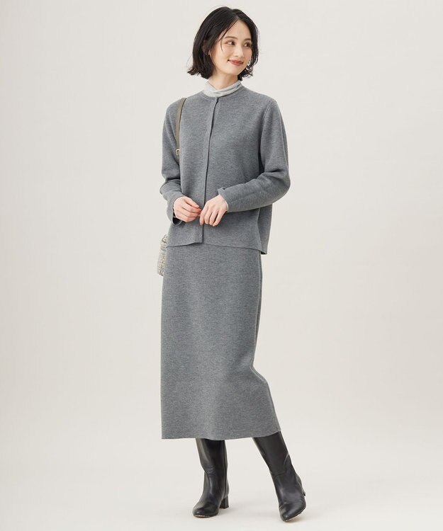 自由区 S 【洗える】ラメボーダー ニット シルバー×シルバー