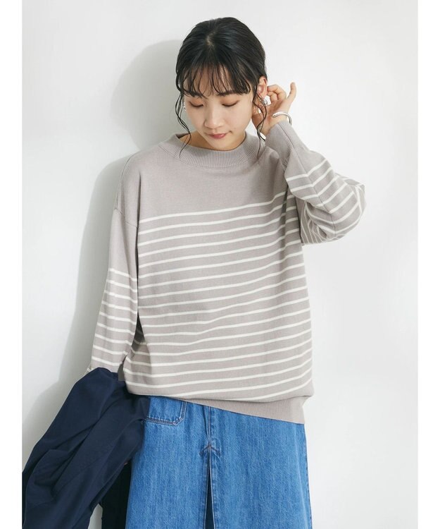 CRAFT STANDARD BOUTIQUE パネルボーダーニットプルオーバー Beige