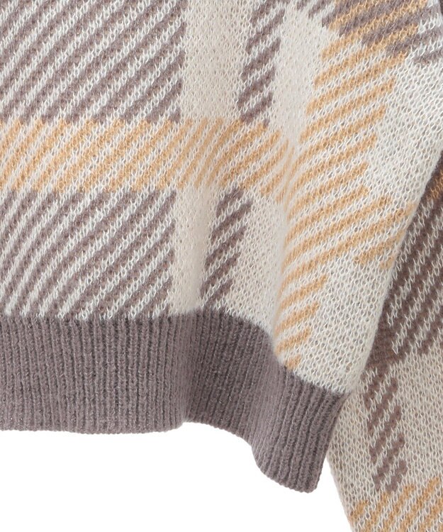 earth music&ecology チェックニットプルオーバー Beige