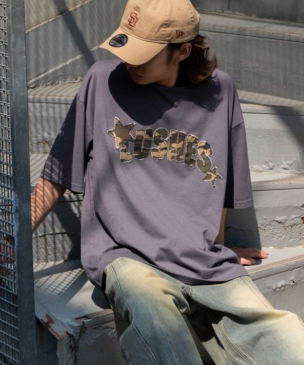 WEGO ダメージアップリケグラフィックT（SS） スミクロ