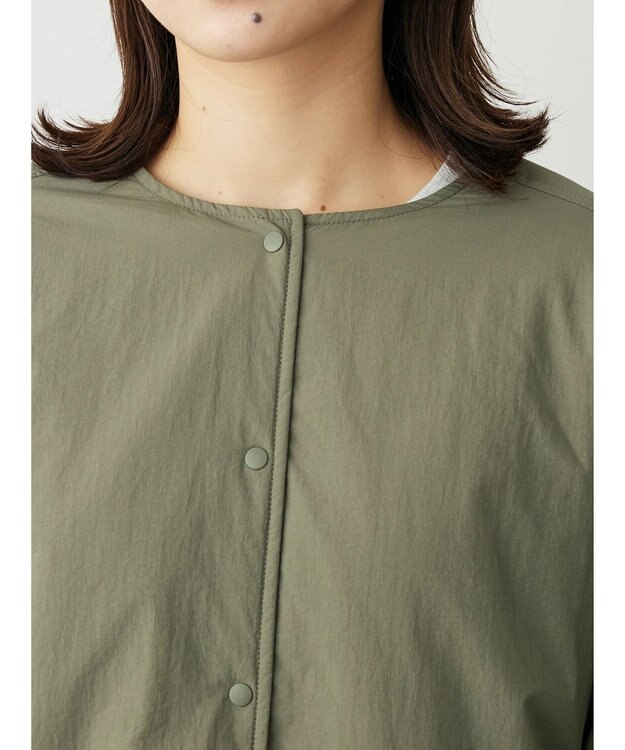 Green Parks ライト中わたノーカラーブルゾン Khaki