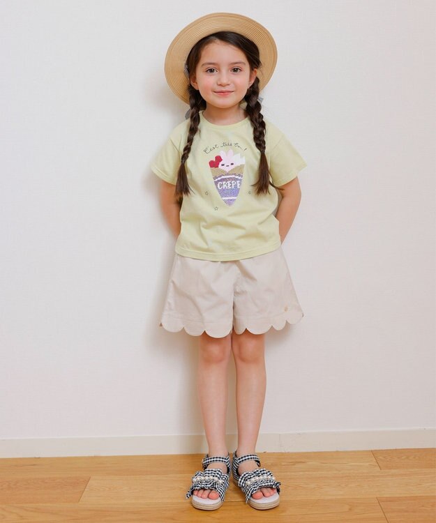 ANY KIDS 裾 スカラップ ショートパンツ ミルキーベージュ