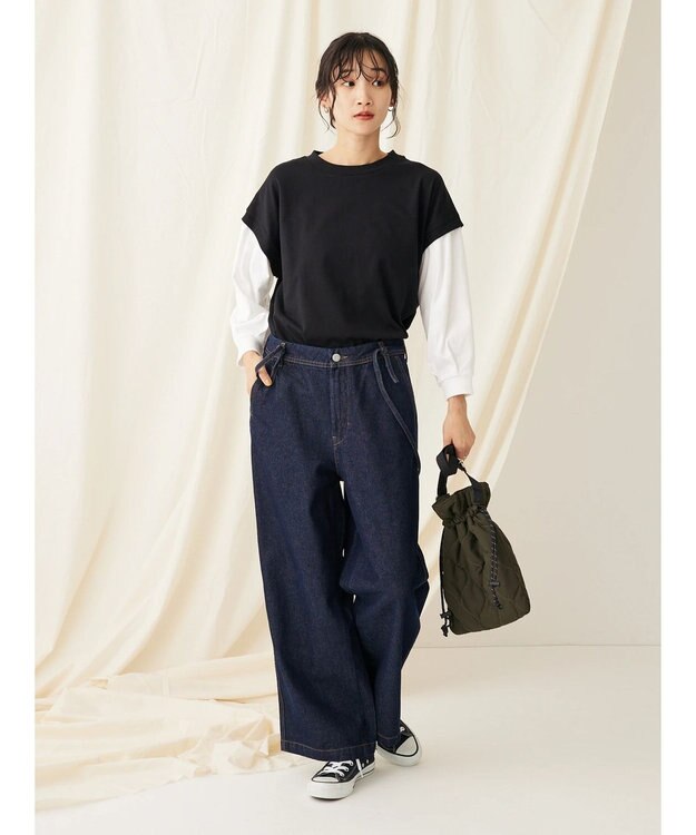 CRAFT STANDARD BOUTIQUE ９分袖ショルダータックプルオーバー Black