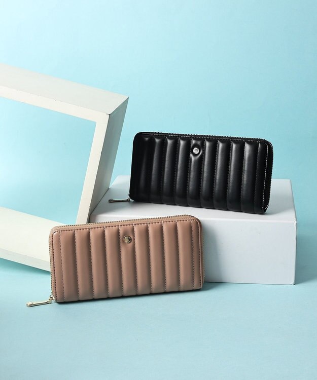 style code 【MERCURYDUO/マーキュリーデュオ】スタッズキルティング　ラウンド長財布 ピンク