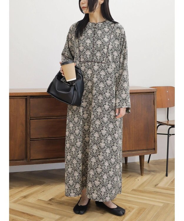 CRAFT STANDARD BOUTIQUE パイピングカフタンワンピース Black