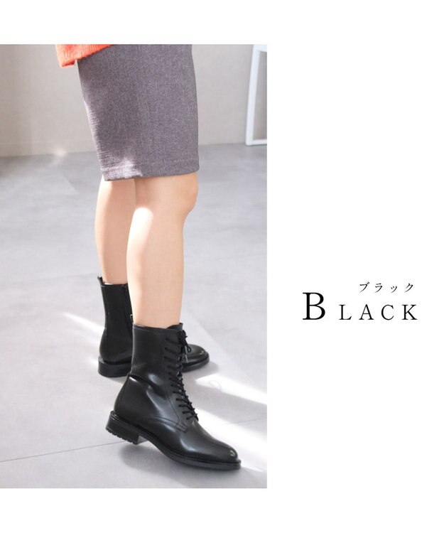 Pointer 本革レースアップブーツ ブラック