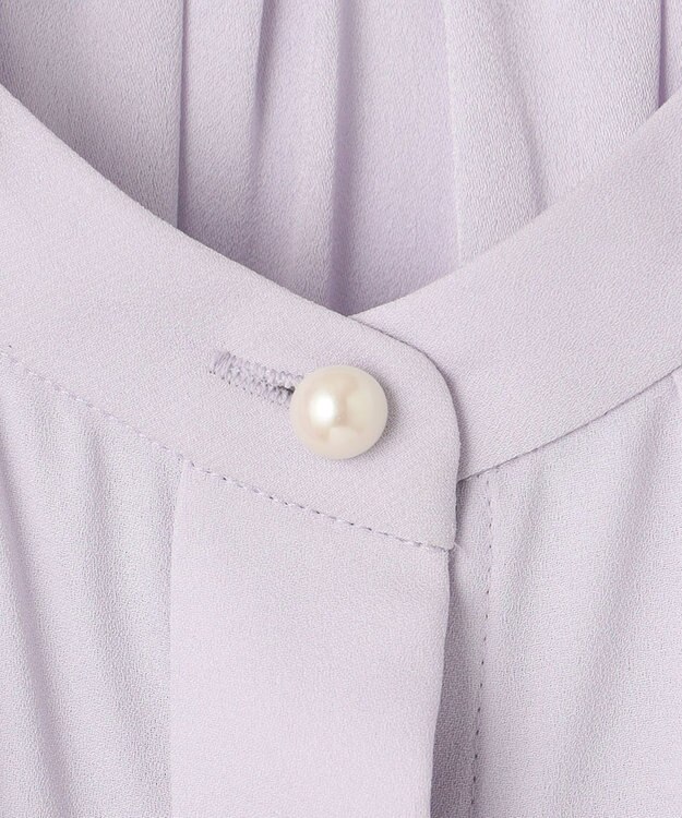 23区 S 【洗える】バックサテンアムンゼン パール釦 ブラウス ライラック系