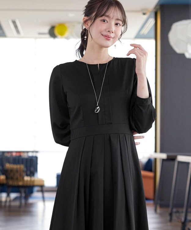 Tiaclasse 【セレモニー・新色追加】キーネックフレアワンピース ブラック