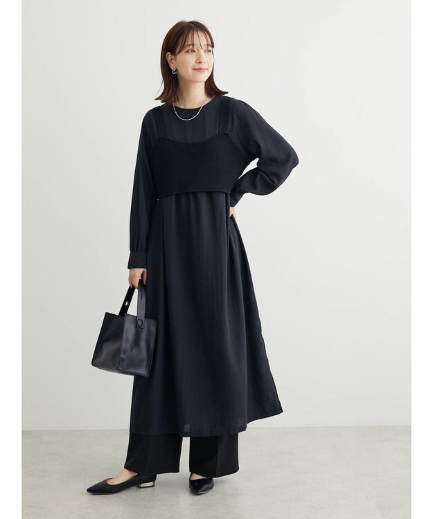 Green Parks Ｂ．ＳＥＴ２点ニットジレ＋ワンピース Black