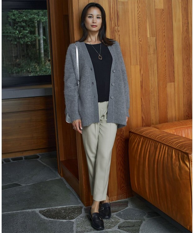 ICB L 【洗える】オーガニックコットンリブ ノースリーブプルオーバー ブラック系