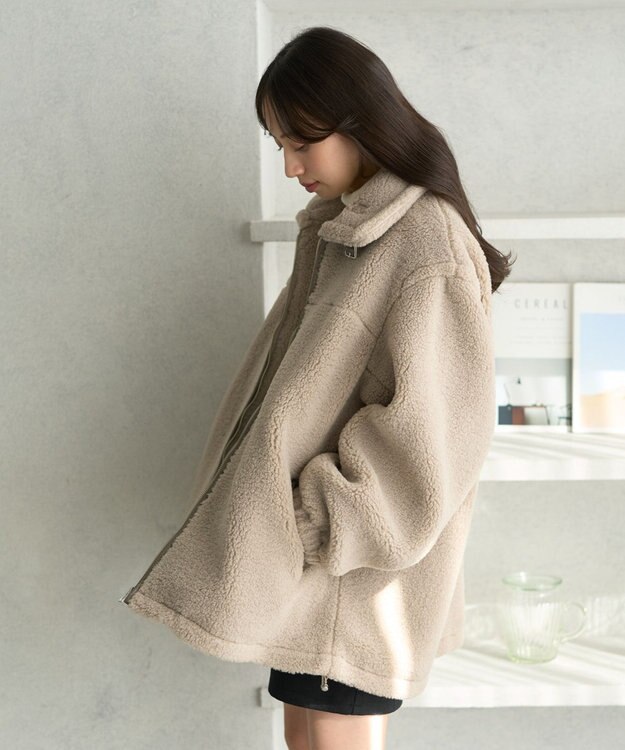 earth music&ecology ボアルーズブルゾン グレーベージュ