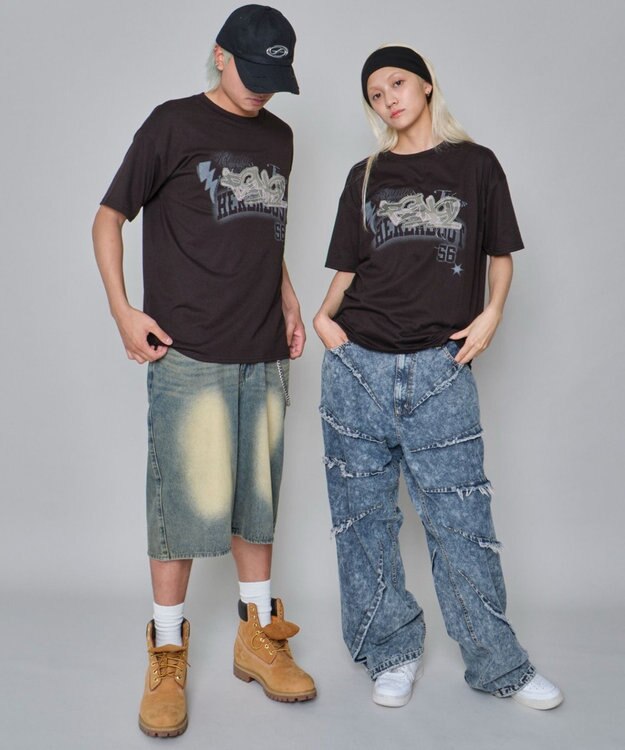 WEGO 【ユニセックス着用ITEM】パターンアップリケグラフィックT（SS） ブラック