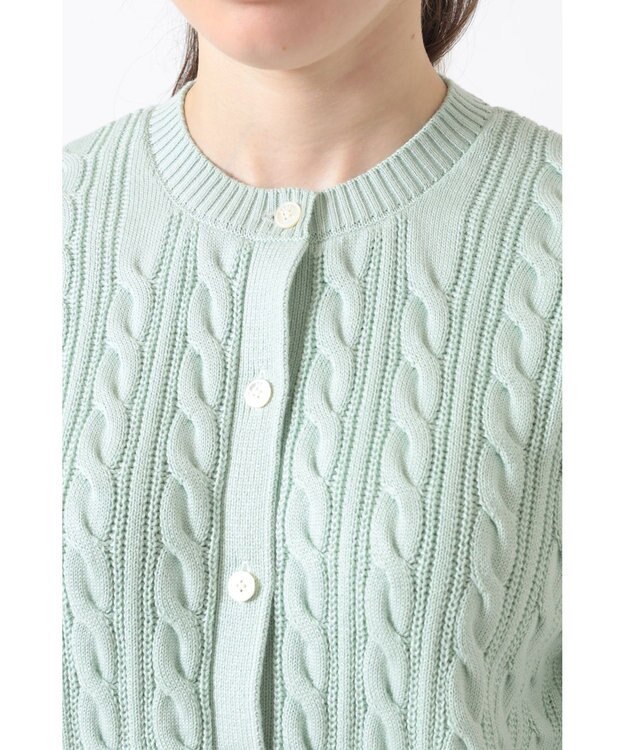 DAKS ミックスケーブルニットカーディガン シルトグリーン