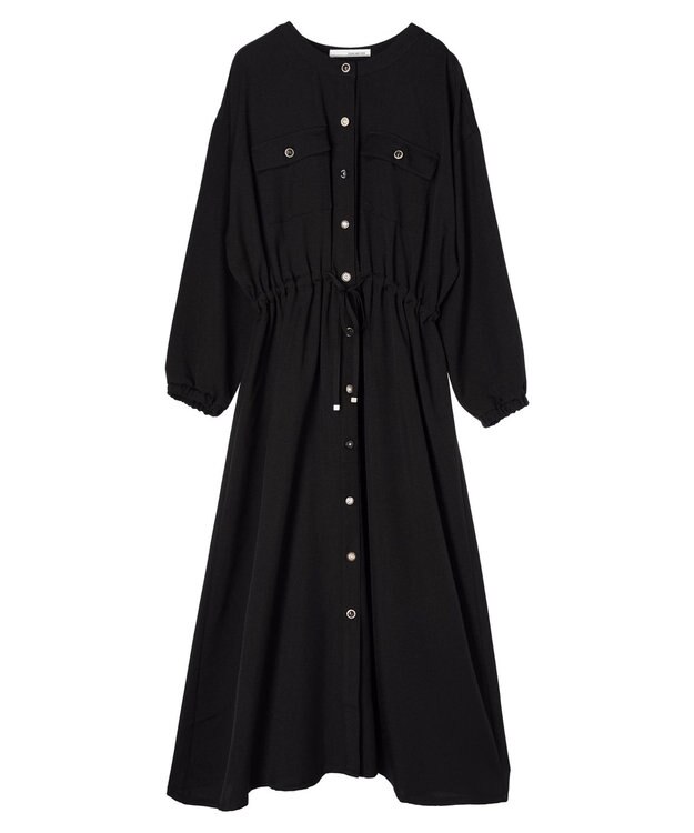 Green Parks ・ＥＬＥＮＣＡＲＥ　ＤＵＥ　イロイロ釦ドロストワンピース Black