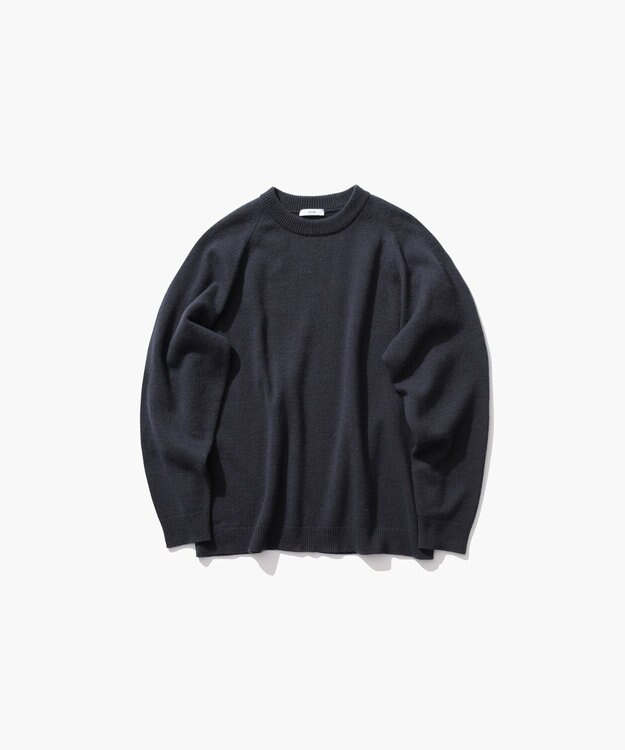 ATON WOOL COTTON BRUSHED | クルーネックセーター - UNISEX CHARCOAL GRAY