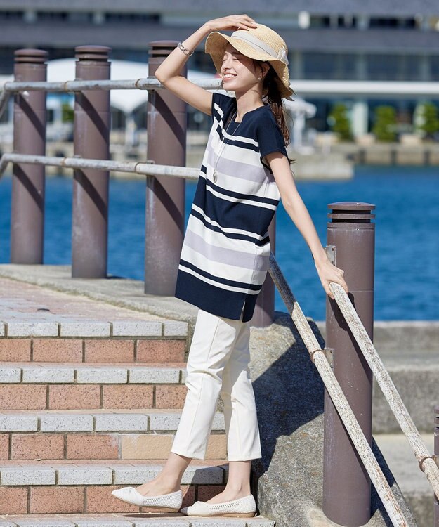 Tiaclasse L 日本製サーラドライ・テーパードパンツ オフホワイト