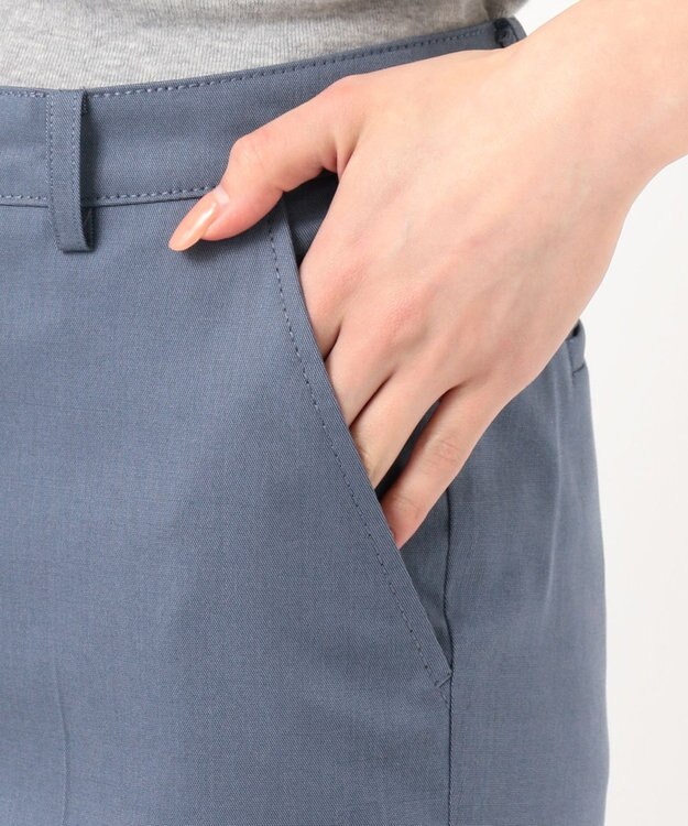 J.PRESS LADIES S 【シワになりにくい】コットンフィッティーシャーク テーパードパンツ ダルブルー系