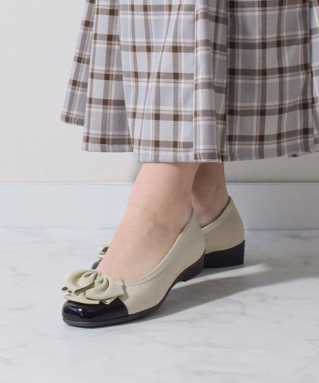 Bridget Birkin 【Bridget Birkin Walk】ラメリボンウォーキングパンプス ベージュコンビ