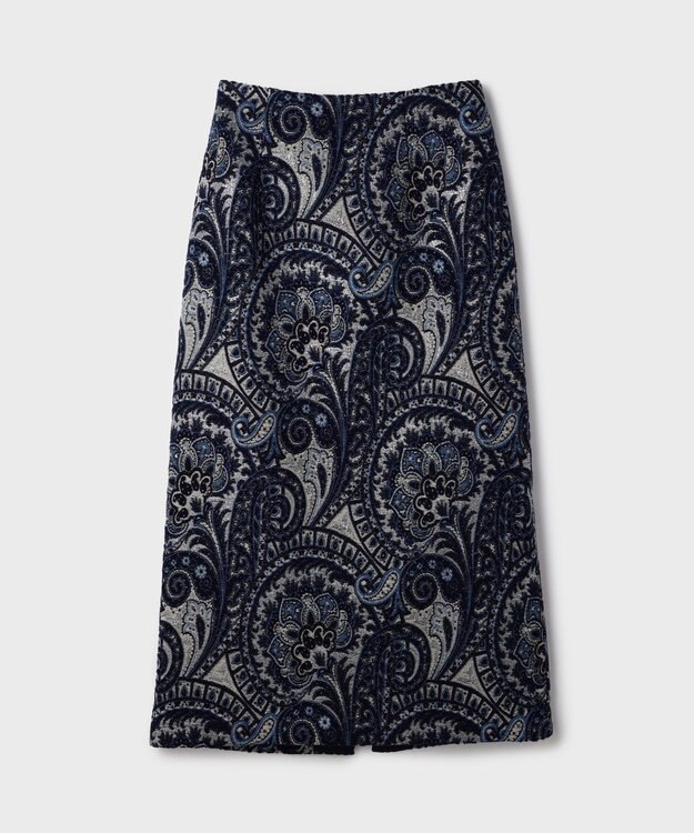 GRACE CONTINENTAL ラメペイズリージャガードスカート ネイビー