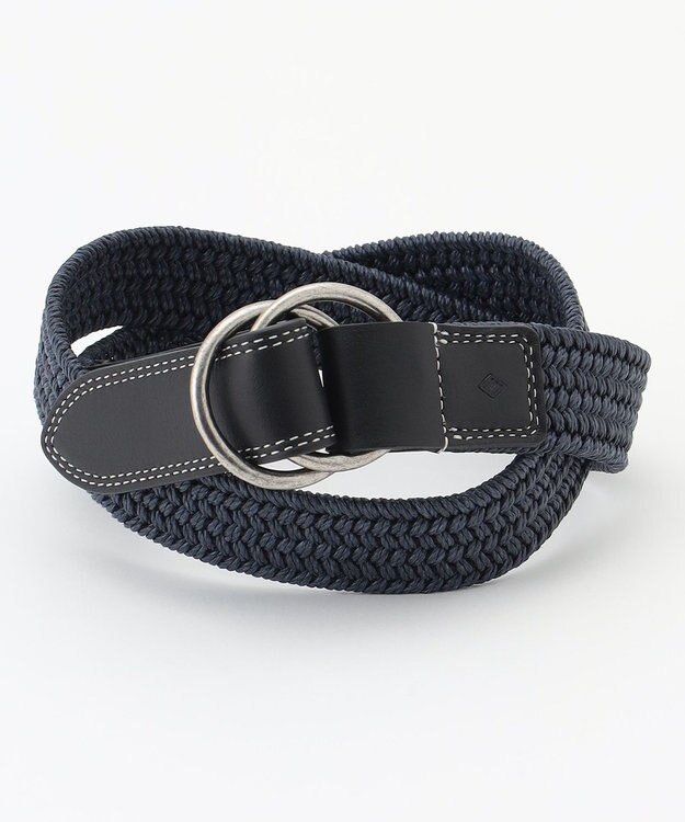 JOSEPH ABBOUD 【イタリア素材・ストレッチ・日本製】 ストレッチリネン ベルト ネイビー系