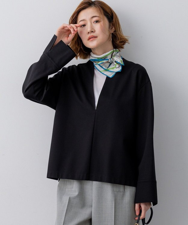 23区 S 【先行予約】コンパクトツイル Vネック カットソー ブラック系