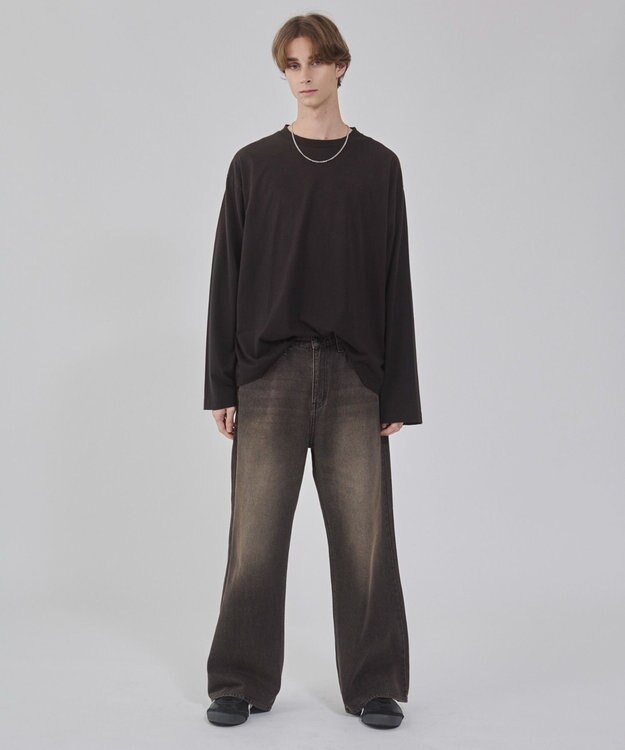 WEGO 【ユニセックス着用ITEM/ウエスト調整可】フレアデニムパンツ デニムブラックソノタ