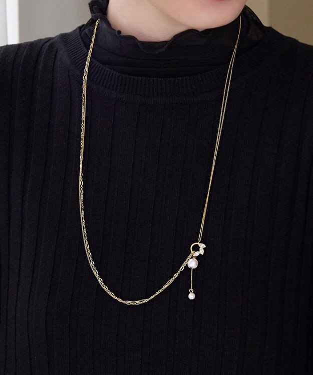 Phoebe 【長さ調整可能】Y字ネックレス/2wayアレンジパールラリエットネックレス ゴールド ゴールド
