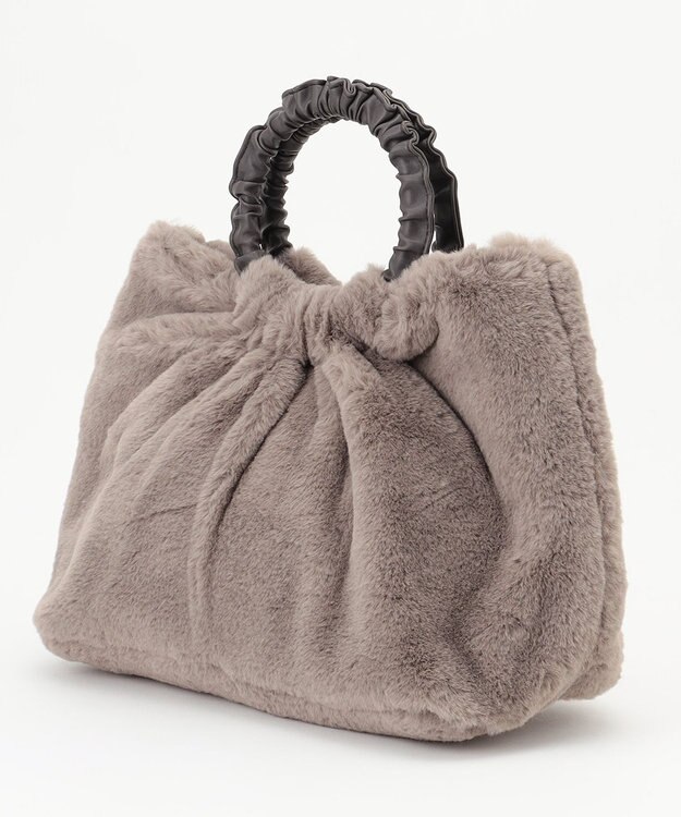 ANY ギャザーハンドルファートートバッグ モカ