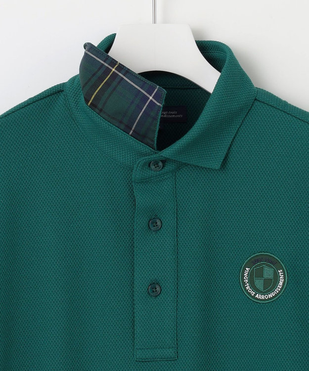 23区GOLF 定番人気【MEN】ハニカムカノコ 長袖ポロシャツ グリーン系