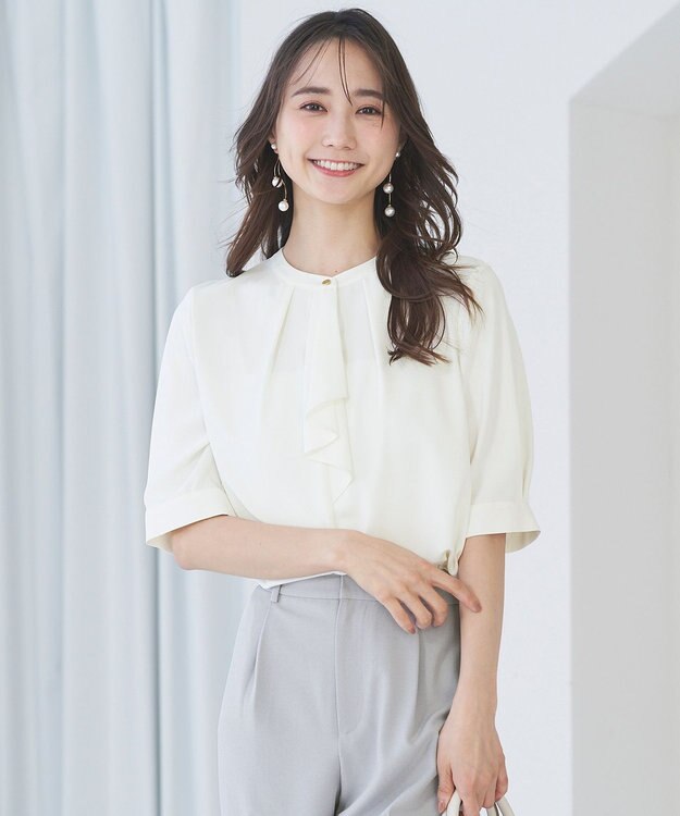 ANY SIS S 【洗える】ラッフルボウ ブラウス オフ