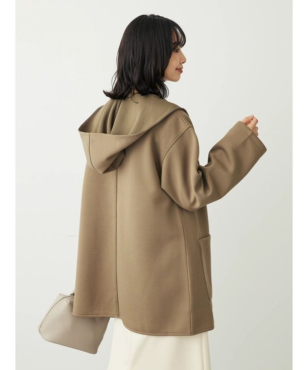 Green Parks ポンチフード付きカットカーディガン Gray Beige