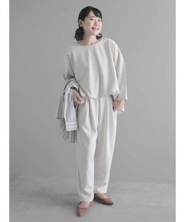 CRAFT STANDARD BOUTIQUE ８分丈ウエストタックオールインワン Ivory