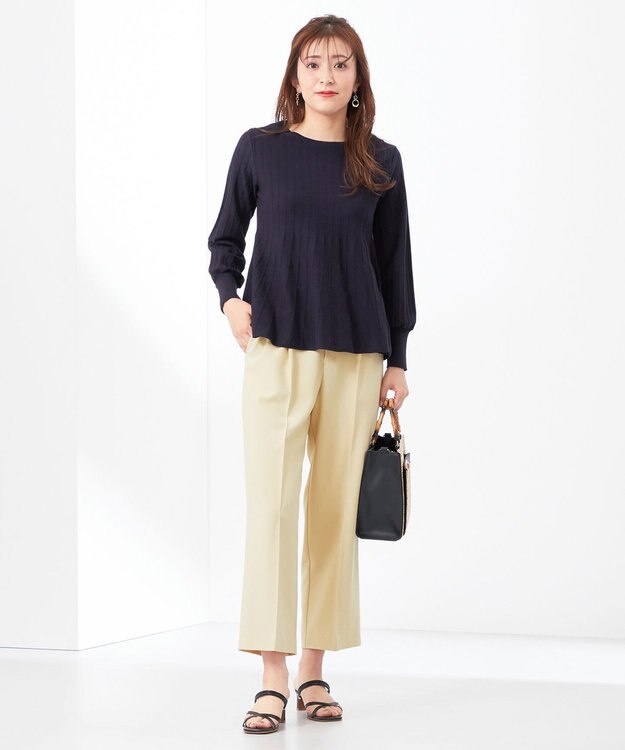 ANY SIS L 【洗える】ペプラム ニット ネイビー