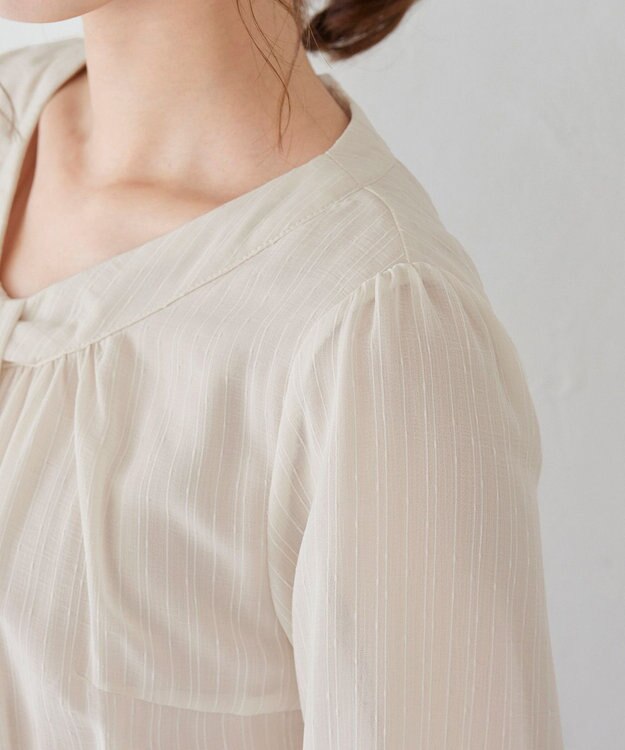 Tiaclasse L 【新色追加・洗える】シフォンギャザーワンピース ベージュ