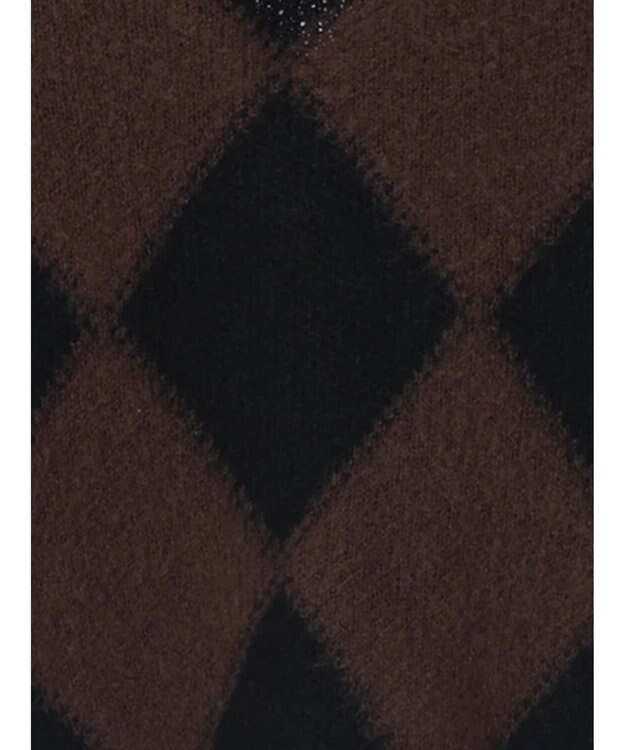 Te chichi アーガイルジャガードVネックカーディガン ブラウン