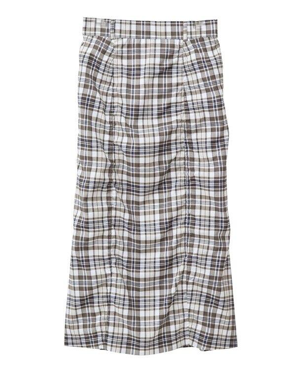 Green Parks チェック柄シャーリングＩラインスカート Black