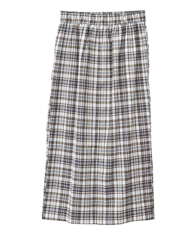 Green Parks チェック柄シャーリングＩラインスカート Black