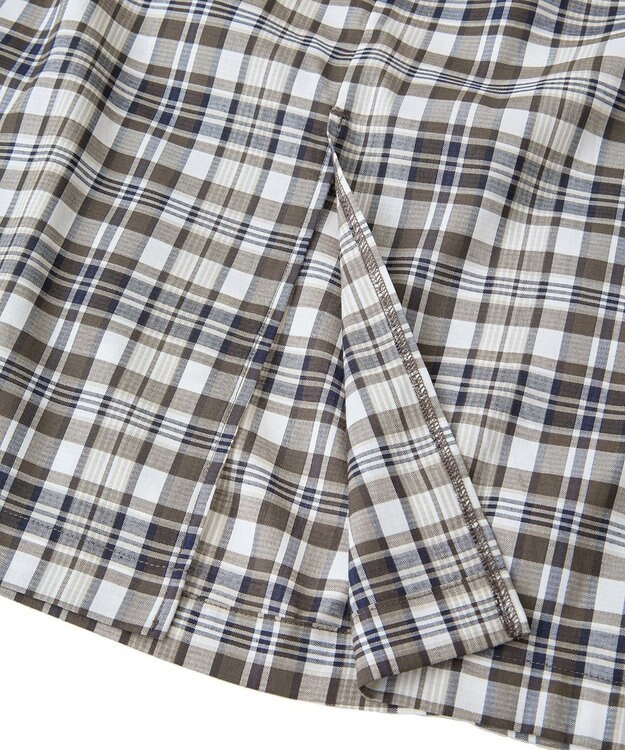 Green Parks チェック柄シャーリングＩラインスカート Black