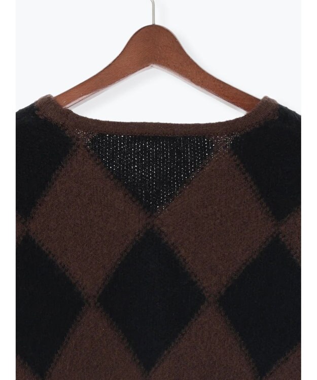Te chichi アーガイルジャガードVネックカーディガン ブラウン