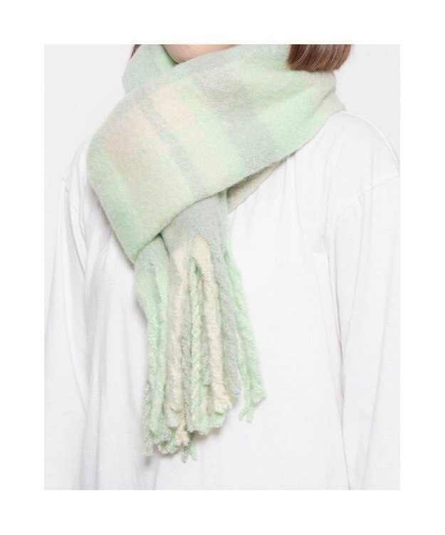UNBILLION カシュネ cache nez / リサイクルポリペールカラーチェックストール グリーン