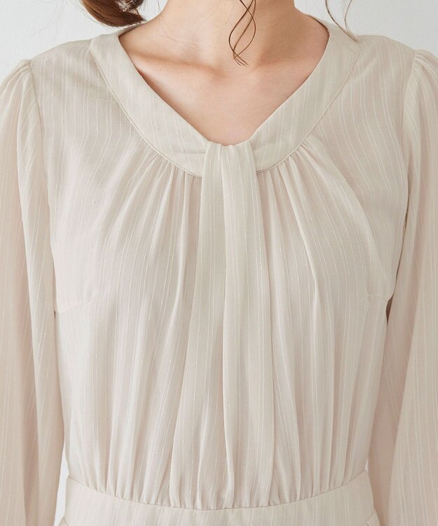 Tiaclasse L 【新色追加・洗える】シフォンギャザーワンピース ベージュ