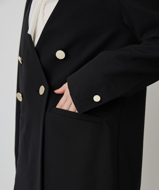 AMERICAN HOLIC 【イージーケア】ノーカラージャケット Black