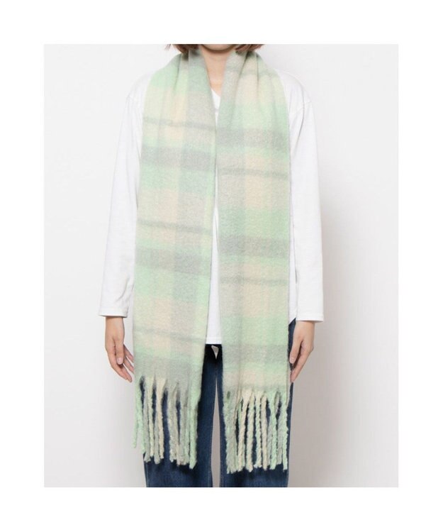 UNBILLION カシュネ cache nez / リサイクルポリペールカラーチェックストール グリーン